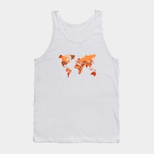 World Map in Burnt Orange Tank Top